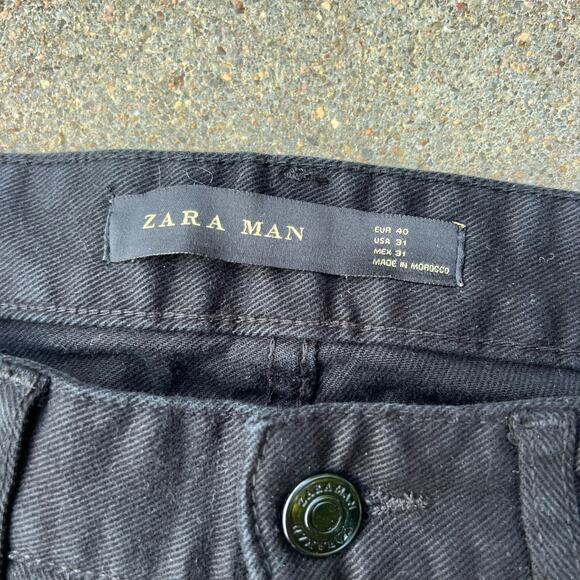 Zara Man Black Skinny Jeans Bling Stud Rhinestone Fringe US Size 31 - Picture 4 of 6